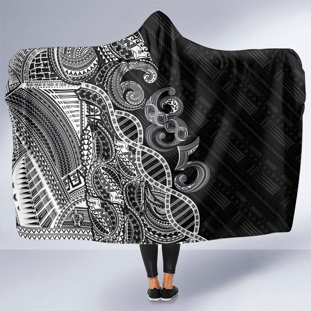 Samoan Traditional Tattoo 685 Hooded Blanket Tribal Tatau DNA Black Color LT03 One Size Black - Polynesian Pride