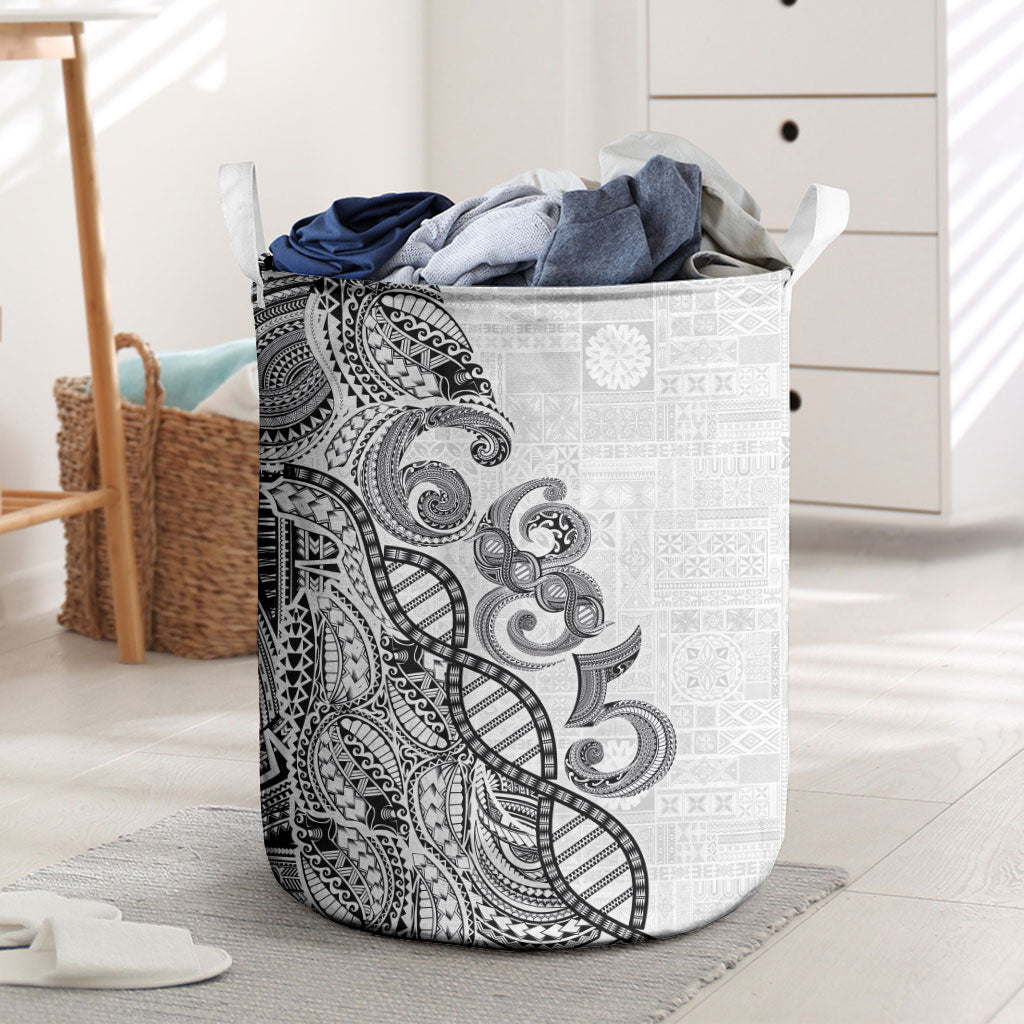Samoan Traditional Tattoo 685 Laundry Basket Tribal Tatau DNA White Color LT03 White - Polynesian Pride