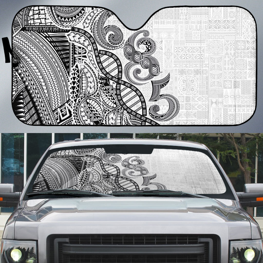 Samoan Traditional Tattoo 685 Auto Sun Shade Tribal Tatau DNA White Color LT03 White - Polynesian Pride