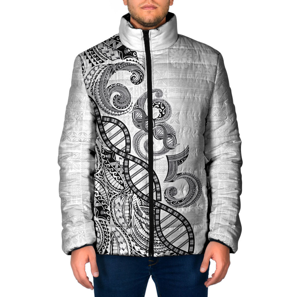 Samoan Traditional Tattoo 685 Padded Jacket Tribal Tatau DNA White Color LT03 Men White - Polynesian Pride