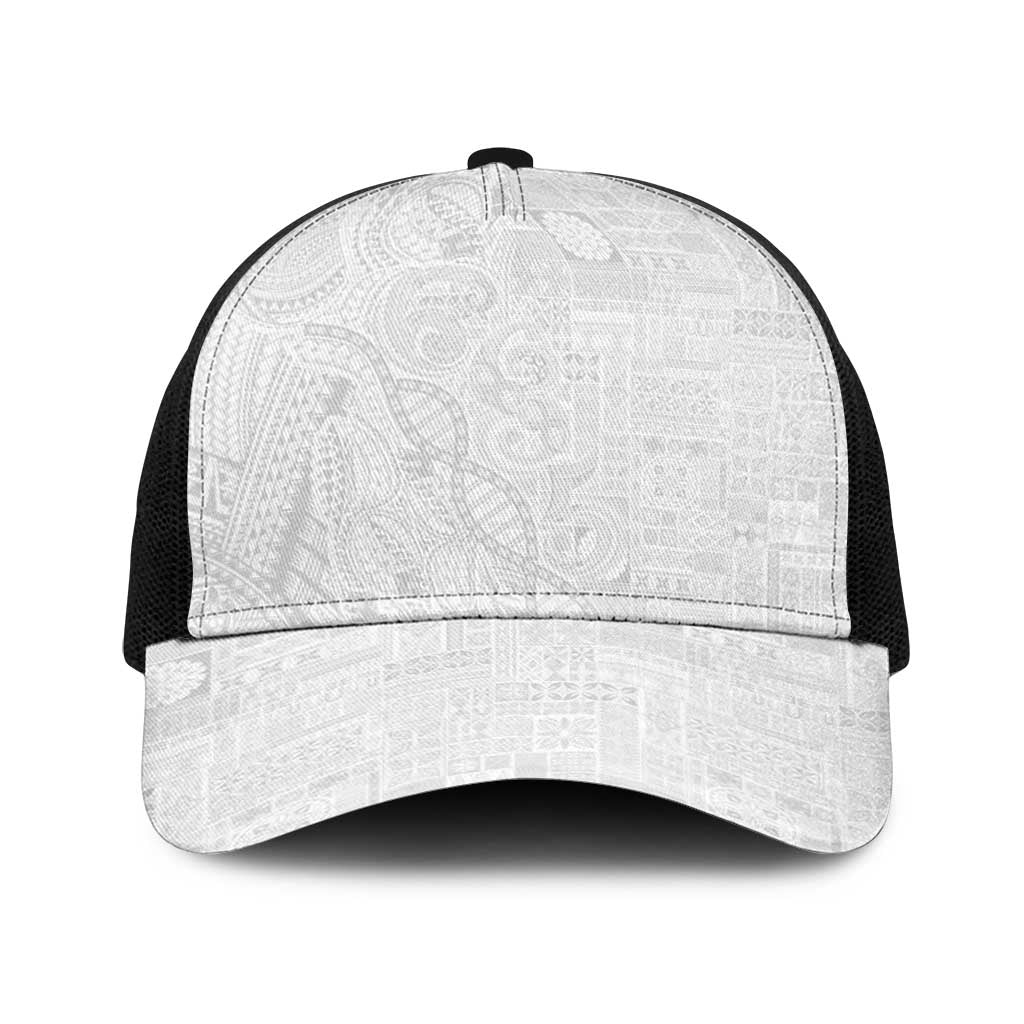 Samoan Traditional Tattoo 685 Baseball Net Cap Tribal Tatau DNA All-White LT03 One Size Black White - Polynesian Pride