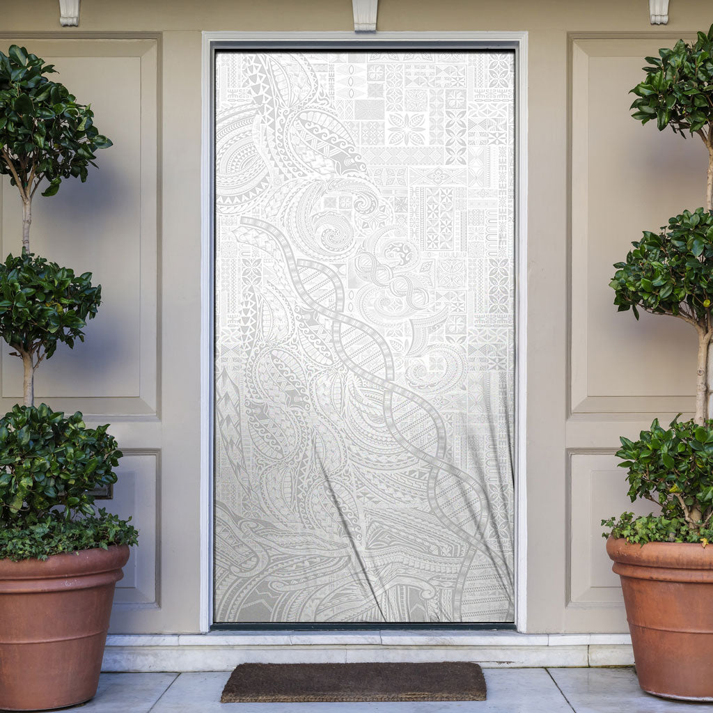 Samoan Traditional Tattoo 685 Door Cover Tribal Tatau DNA All-White LT03 White - Polynesian Pride