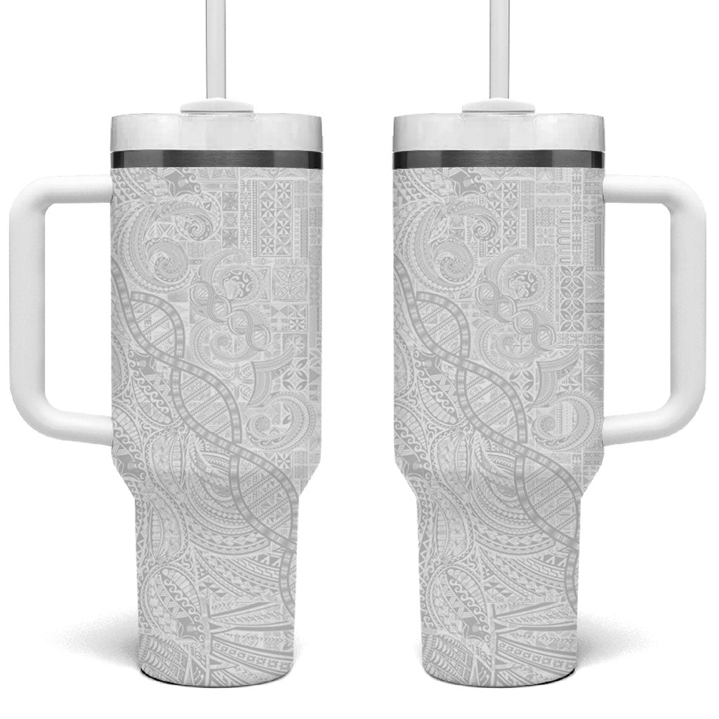 Samoan Traditional Tattoo 685 Tumbler With Handle Tribal Tatau DNA All-White LT03 One Size: 40 oz White - Polynesian Pride