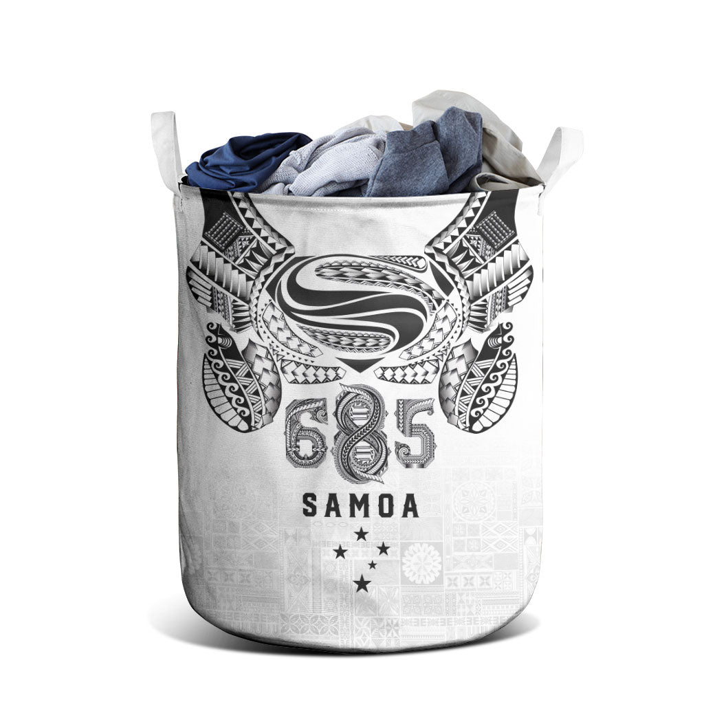 Super Samoa 685 Tribal Tattoo Laundry Basket Siapo Pattern White Edition LT03 - Polynesian Pride