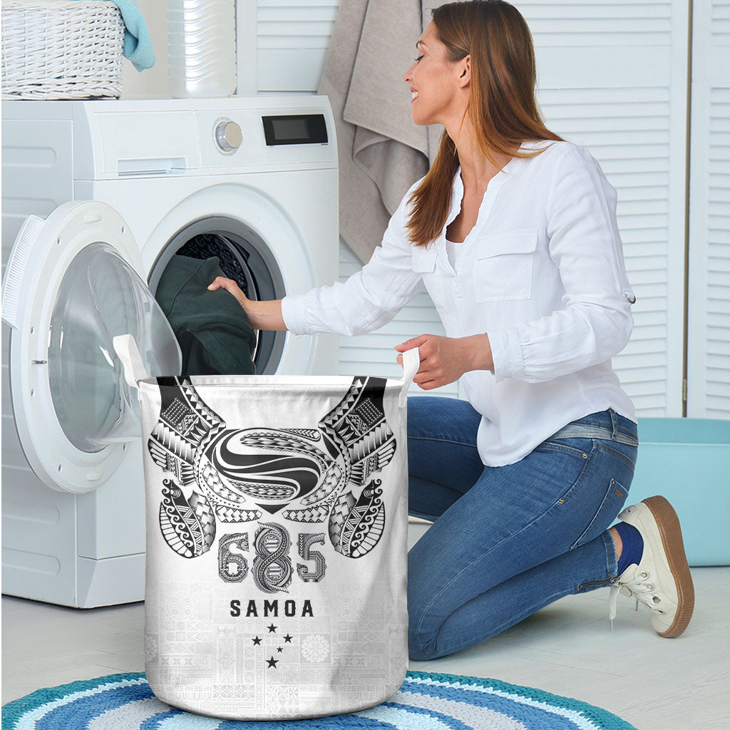 Super Samoa 685 Tribal Tattoo Laundry Basket Siapo Pattern White Edition LT03 - Polynesian Pride