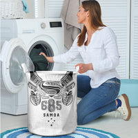 Super Samoa 685 Tribal Tattoo Laundry Basket Siapo Pattern White Edition LT03 - Polynesian Pride