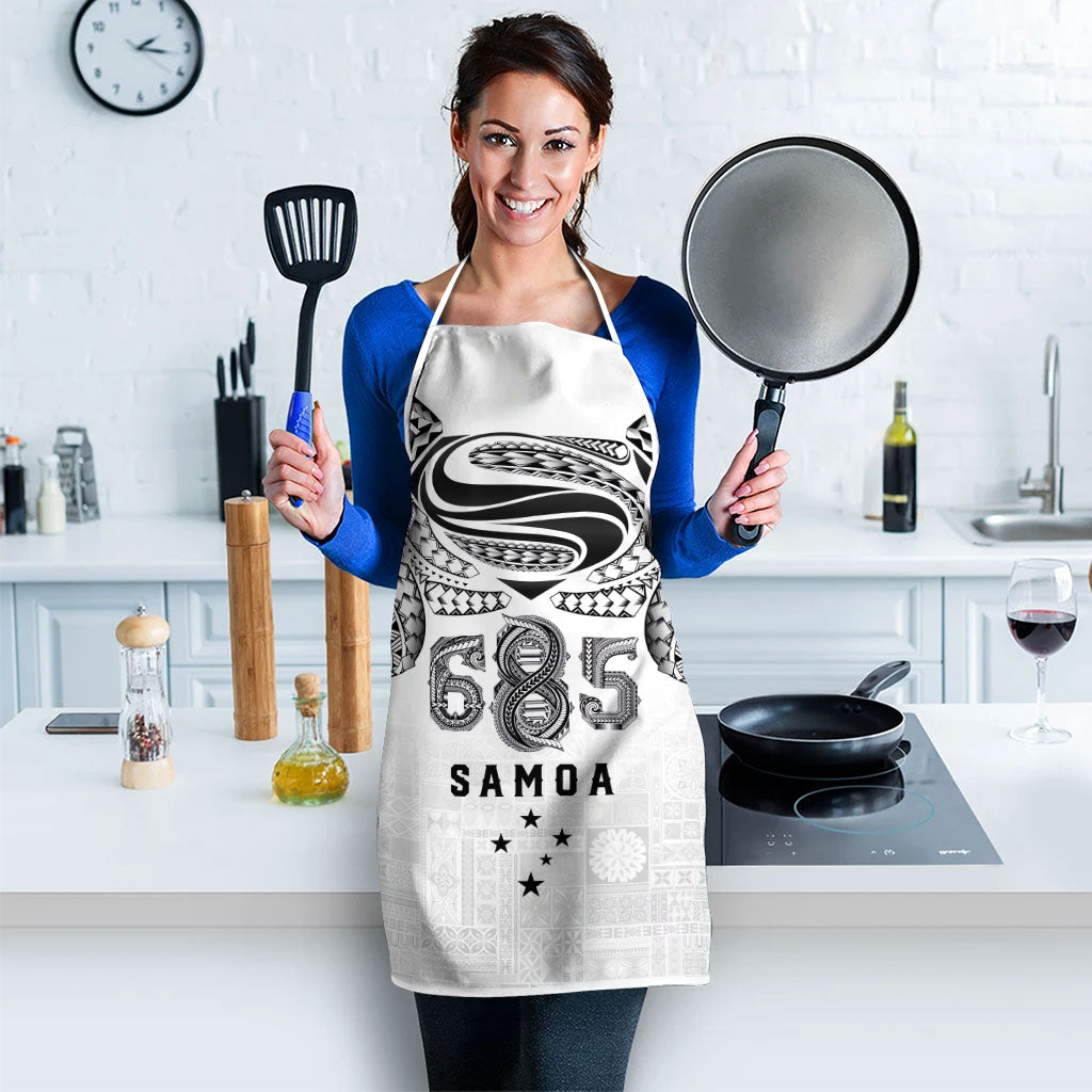 Super Samoa 685 Tribal Tattoo Apron Siapo Pattern White Edition LT03 - Polynesian Pride