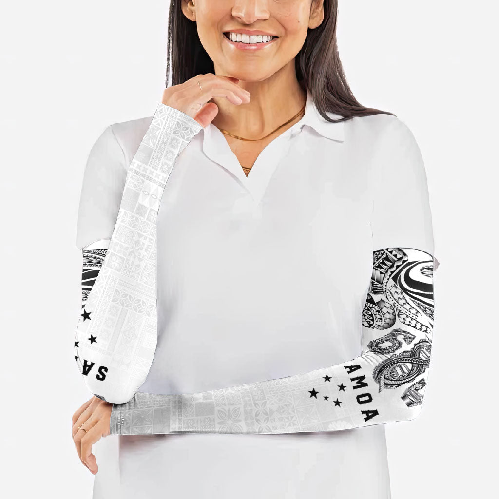 Super Samoa 685 Tribal Tattoo Arm Sleeves Siapo Pattern White Edition LT03 - Polynesian Pride