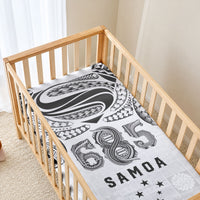 Super Samoa 685 Tribal Tattoo Baby Bed Cover Siapo Pattern White Edition LT03 - Polynesian Pride