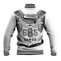 Super Samoa 685 Tribal Tattoo Baseball Jacket Siapo Pattern White Edition LT03 - Polynesian Pride