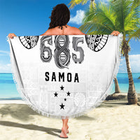 Super Samoa 685 Tribal Tattoo Beach Blanket Siapo Pattern White Edition LT03 - Polynesian Pride