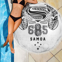 Super Samoa 685 Tribal Tattoo Beach Blanket Siapo Pattern White Edition LT03 - Polynesian Pride