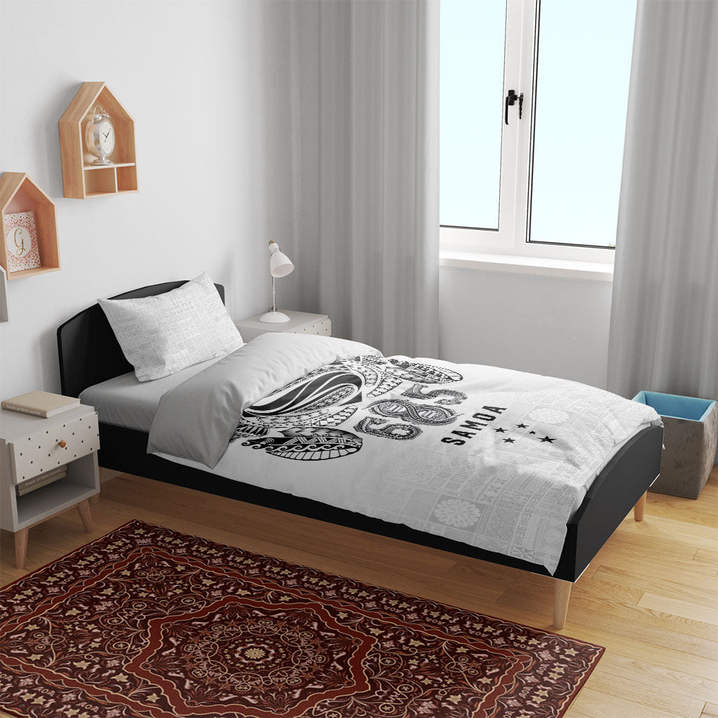 Super Samoa 685 Tribal Tattoo Bedding Set Siapo Pattern White Edition LT03 - Polynesian Pride