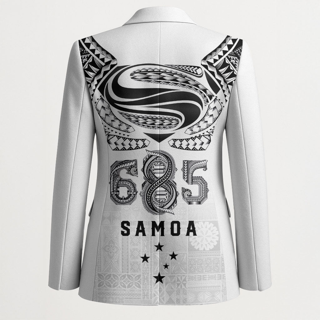 Super Samoa 685 Tribal Tattoo Blazer Siapo Pattern White Edition LT03 - Polynesian Pride