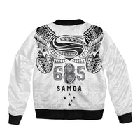 Super Samoa 685 Tribal Tattoo Bomber Jacket Siapo Pattern White Edition LT03 - Polynesian Pride