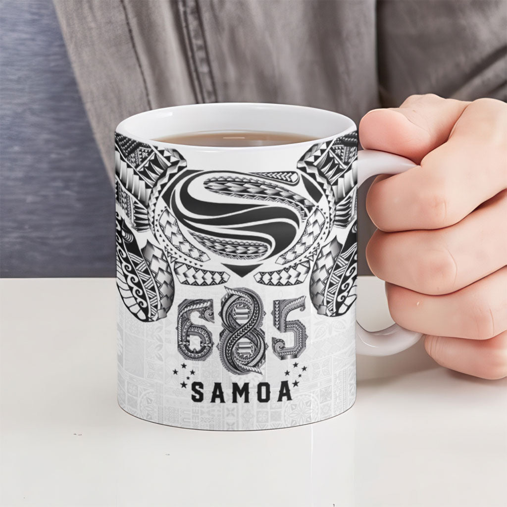 Super Samoa 685 Tribal Tattoo Ceramic Mug Siapo Pattern White Edition LT03 - Polynesian Pride