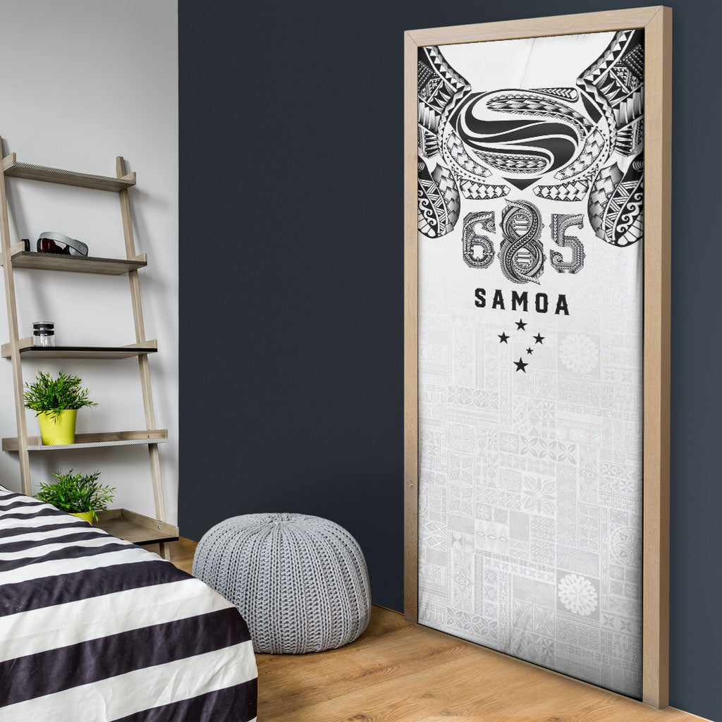 Super Samoa 685 Tribal Tattoo Door Cover Siapo Pattern White Edition LT03 - Polynesian Pride