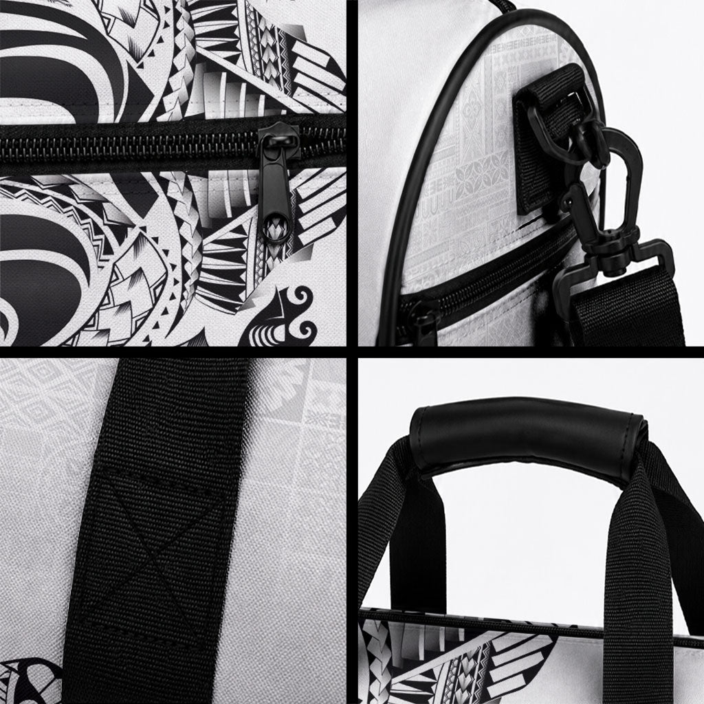Super Samoa 685 Tribal Tattoo Duffle Bag Siapo Pattern White Edition LT03 - Polynesian Pride