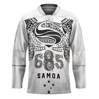 Super Samoa 685 Tribal Tattoo Hockey Jersey Siapo Pattern White Edition LT03 Unisex White - Polynesian Pride