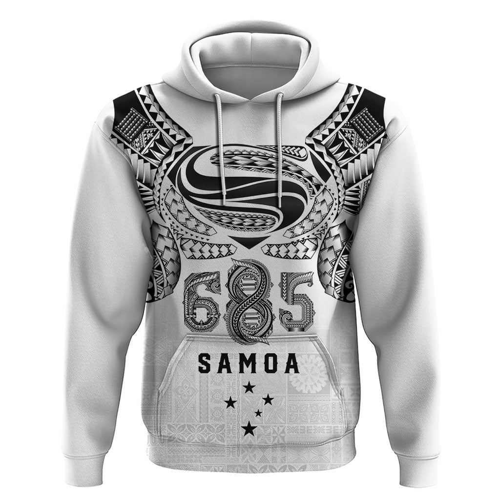 Super Samoa 685 Tribal Tattoo Hoodie Siapo Pattern White Edition LT03 Pullover Hoodie White - Polynesian Pride
