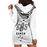 Super Samoa 685 Tribal Tattoo Hoodie Dress Siapo Pattern White Edition LT03 - Polynesian Pride