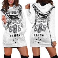 Super Samoa 685 Tribal Tattoo Hoodie Dress Siapo Pattern White Edition LT03 - Polynesian Pride