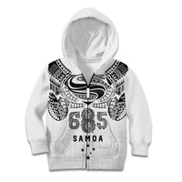 Super Samoa 685 Tribal Tattoo Kid Hoodie Siapo Pattern White Edition LT03 Zip Hoodie White - Polynesian Pride