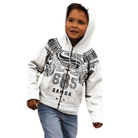 Super Samoa 685 Tribal Tattoo Kid Hoodie Siapo Pattern White Edition LT03 - Polynesian Pride