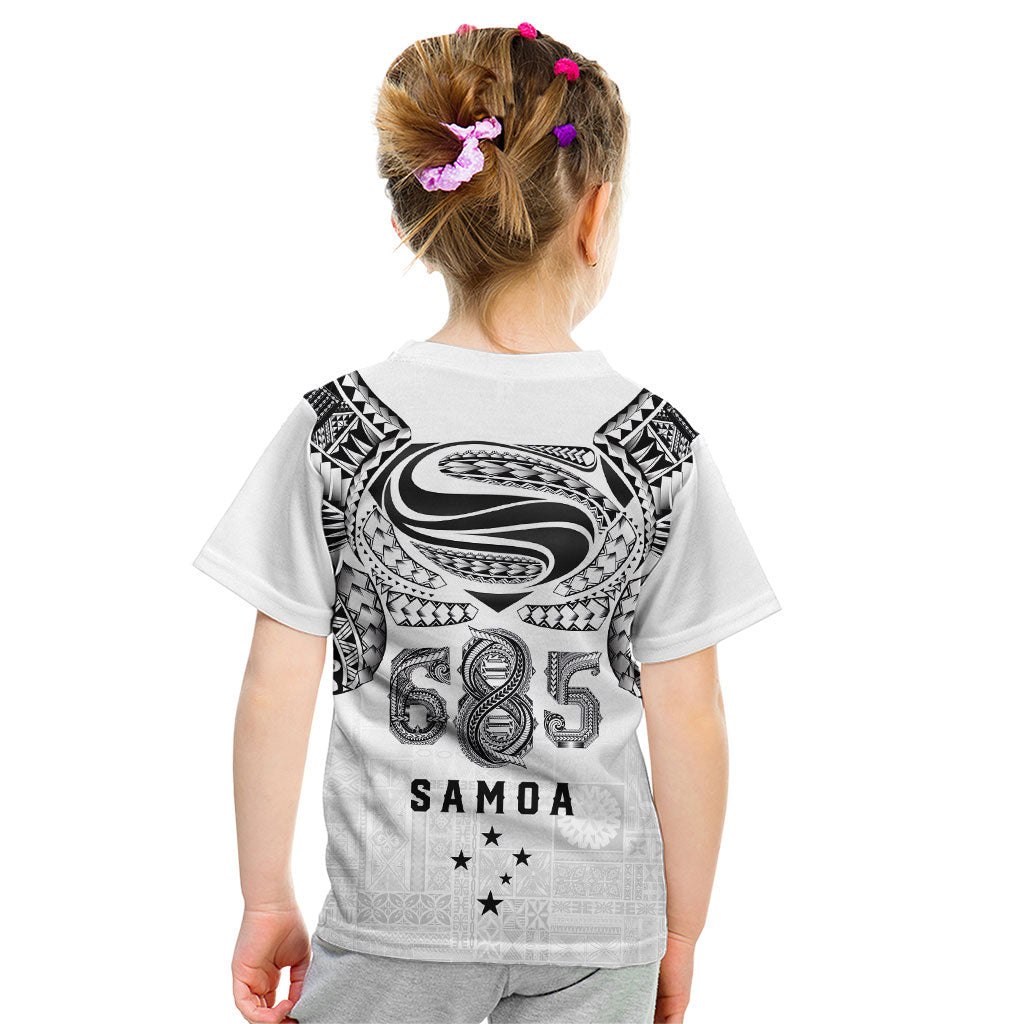 Super Samoa 685 Tribal Tattoo Kid T Shirt Siapo Pattern White Edition LT03 - Polynesian Pride