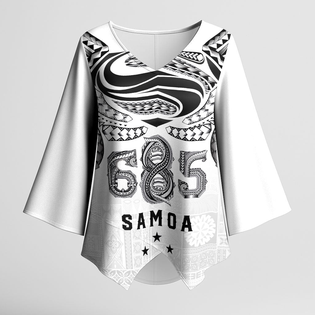 Super Samoa 685 Tribal Tattoo Kimono Sleeve Blouse Siapo Pattern White Edition LT03 Female White - Polynesian Pride