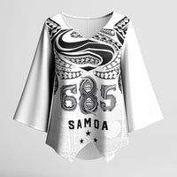Super Samoa 685 Tribal Tattoo Kimono Sleeve Blouse Siapo Pattern White Edition LT03 Female White - Polynesian Pride