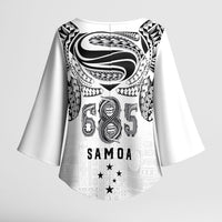 Super Samoa 685 Tribal Tattoo Kimono Sleeve Blouse Siapo Pattern White Edition LT03 - Polynesian Pride
