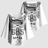 Super Samoa 685 Tribal Tattoo Kimono Sleeve Blouse Siapo Pattern White Edition LT03 - Polynesian Pride