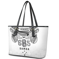 Super Samoa 685 Tribal Tattoo Leather Tote Bag Siapo Pattern White Edition LT03 - Polynesian Pride