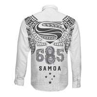 Super Samoa 685 Tribal Tattoo Long Sleeve Button Shirt Siapo Pattern White Edition LT03 - Polynesian Pride