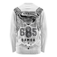Super Samoa 685 Tribal Tattoo Long Sleeve Shirt Siapo Pattern White Edition LT03 - Polynesian Pride