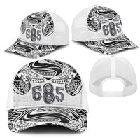 Super Samoa 685 Tribal Tattoo Mesh Trucker Cap Siapo Pattern White Edition LT03 - Polynesian Pride