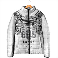 Super Samoa 685 Tribal Tattoo Padded Jacket Siapo Pattern White Edition LT03 - Polynesian Pride