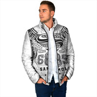Super Samoa 685 Tribal Tattoo Padded Jacket Siapo Pattern White Edition LT03 - Polynesian Pride