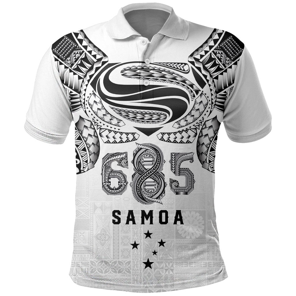 Super Samoa 685 Tribal Tattoo Polo Shirt Siapo Pattern White Edition LT03 White - Polynesian Pride