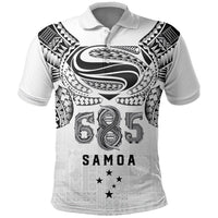 Super Samoa 685 Tribal Tattoo Polo Shirt Siapo Pattern White Edition LT03 White - Polynesian Pride