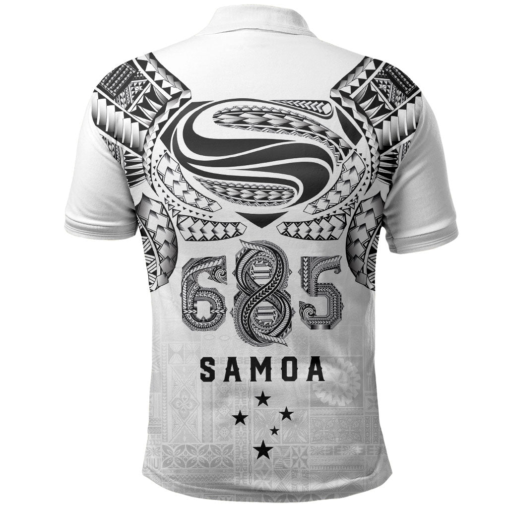 Super Samoa 685 Tribal Tattoo Polo Shirt Siapo Pattern White Edition LT03 - Polynesian Pride