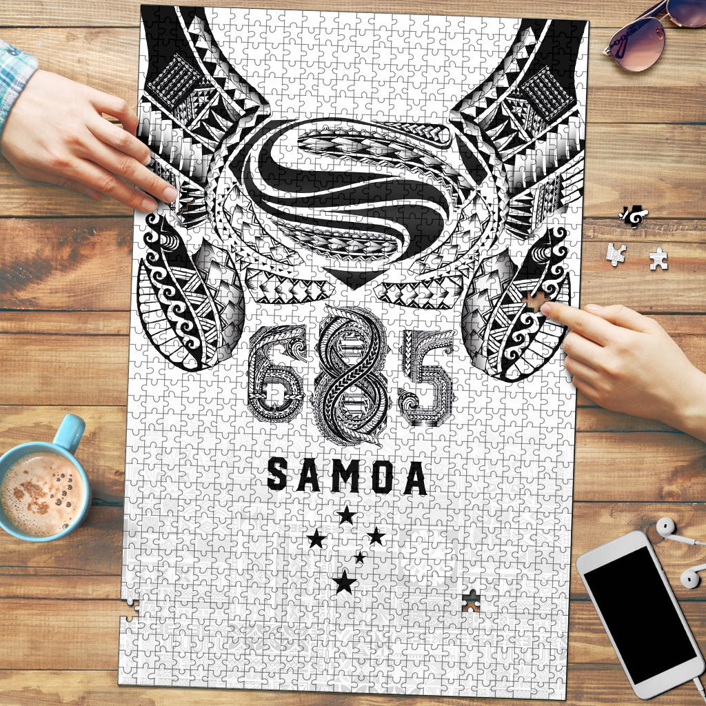 Super Samoa 685 Tribal Tattoo Puzzle Siapo Pattern White Edition LT03 White - Polynesian Pride