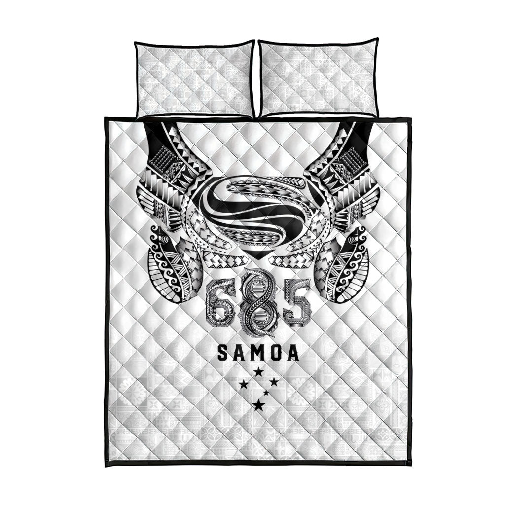 Super Samoa 685 Tribal Tattoo Quilt Bed Set Siapo Pattern White Edition LT03 - Polynesian Pride