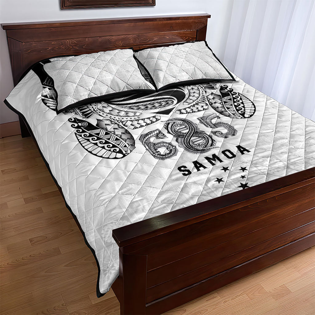Super Samoa 685 Tribal Tattoo Quilt Bed Set Siapo Pattern White Edition LT03 - Polynesian Pride