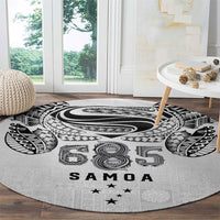 Super Samoa 685 Tribal Tattoo Round Carpet Siapo Pattern White Edition LT03 - Polynesian Pride