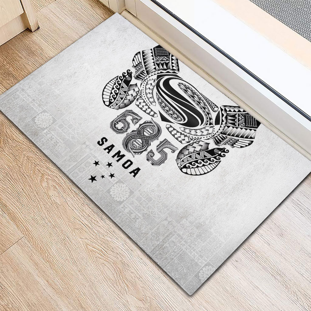 Super Samoa 685 Tribal Tattoo Rubber Doormat Siapo Pattern White Edition LT03 - Polynesian Pride