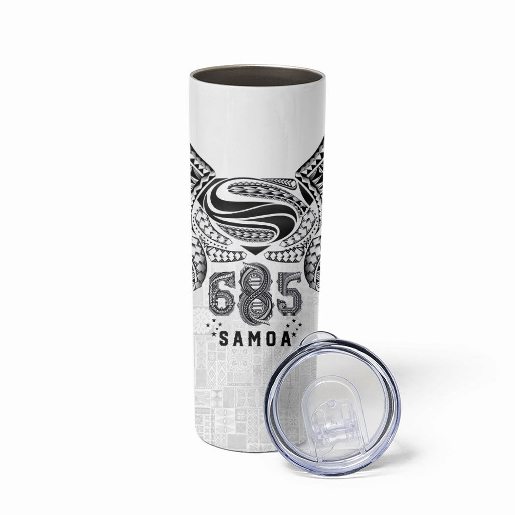 Super Samoa 685 Tribal Tattoo Skinny Tumbler Siapo Pattern White Edition LT03 - Polynesian Pride