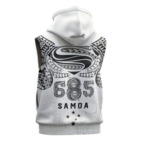 Super Samoa 685 Tribal Tattoo Sleeveless Zip Hoodie Siapo Pattern White Edition LT03 - Polynesian Pride