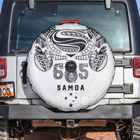Super Samoa 685 Tribal Tattoo Spare Tire Cover Siapo Pattern White Edition LT03 White - Polynesian Pride